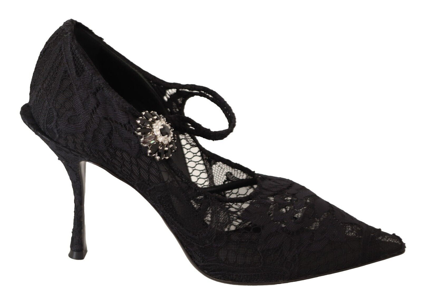 Dolce & Gabbana Black Lace Crystals Heels Mary Jane Pumps Shoes Dolce & Gabbana