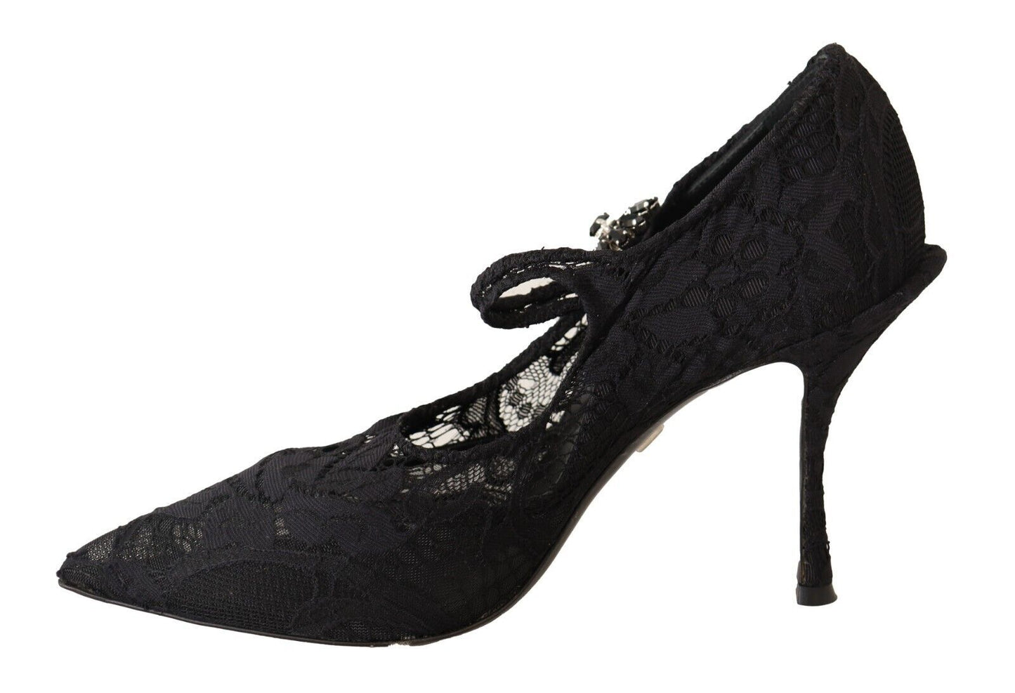 Dolce & Gabbana Black Lace Crystals Heels Mary Jane Pumps Shoes Dolce & Gabbana