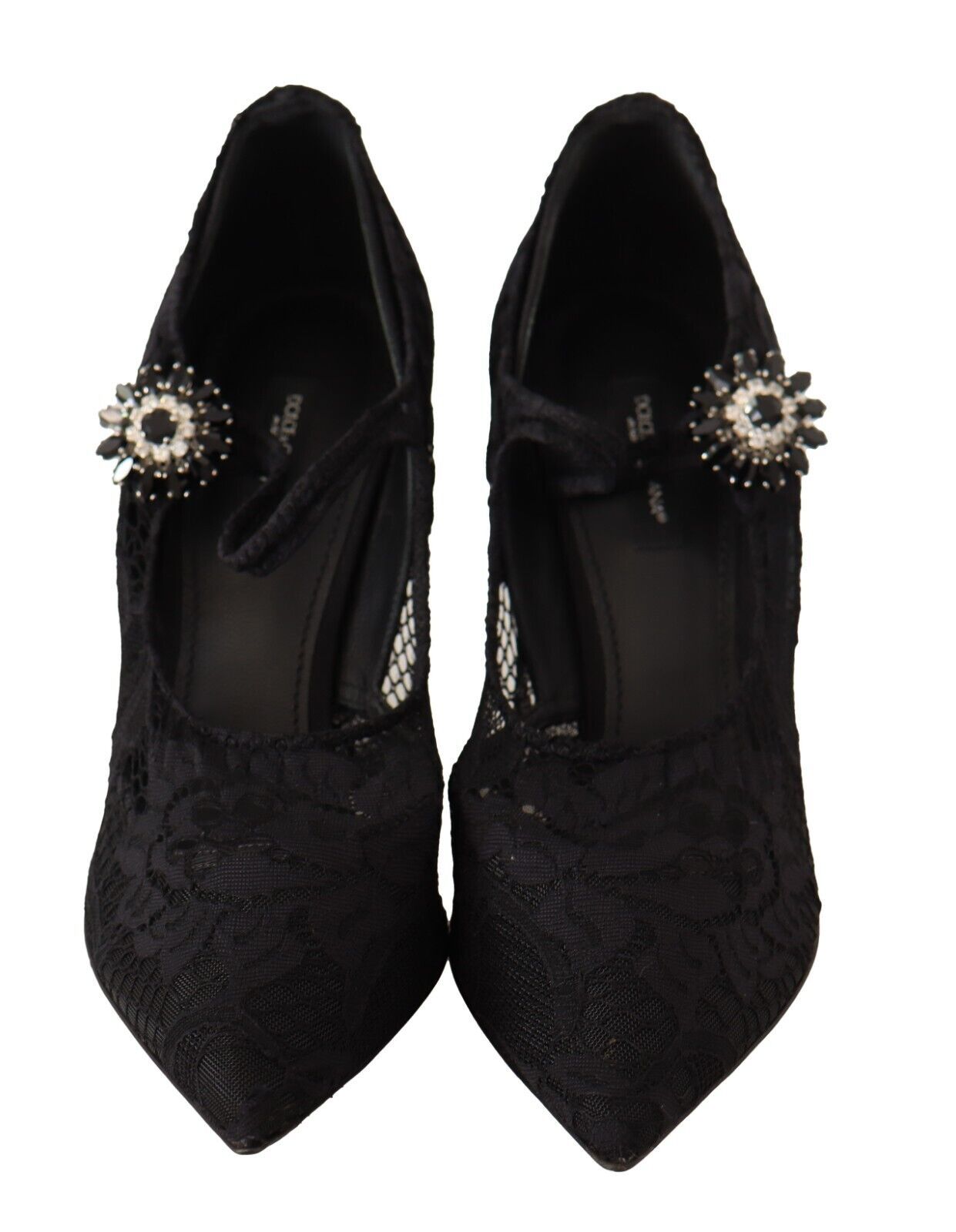 Dolce & Gabbana Black Lace Crystals Heels Mary Jane Pumps Shoes Dolce & Gabbana