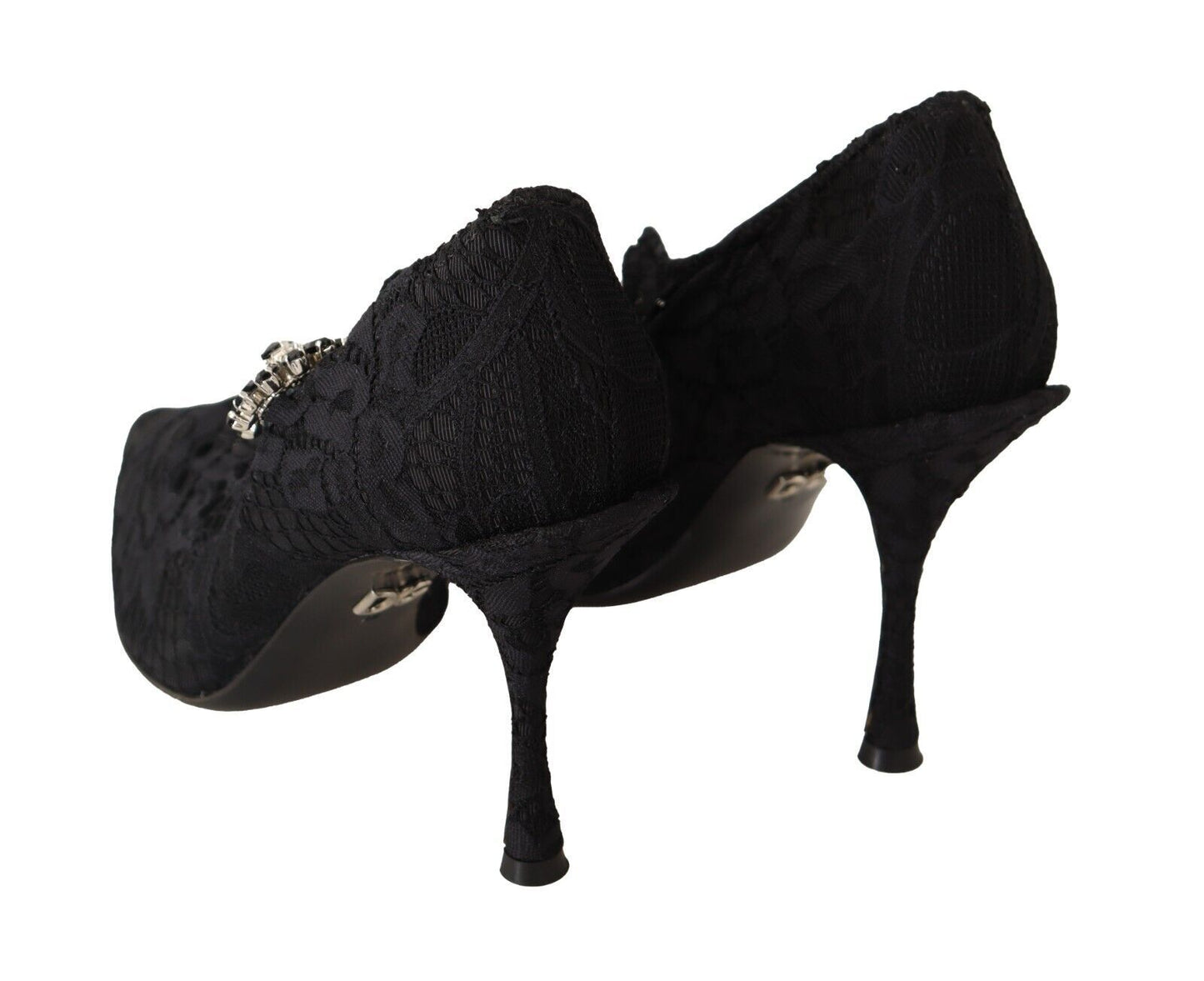 Dolce & Gabbana Black Lace Crystals Heels Mary Jane Pumps Shoes Dolce & Gabbana