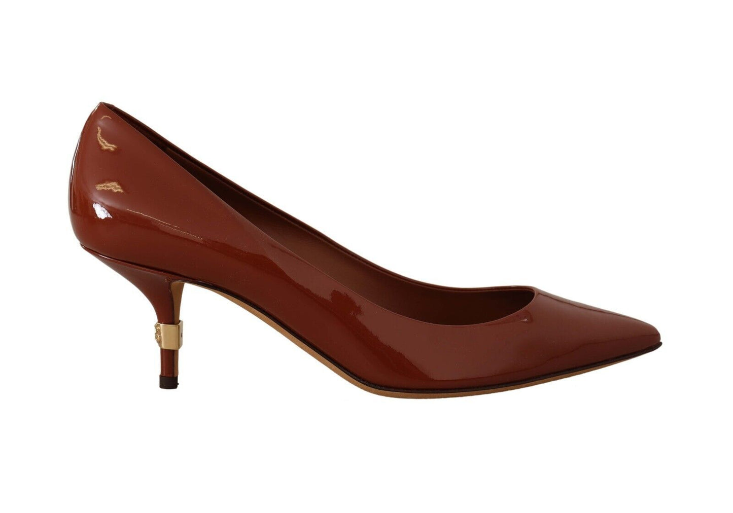 Dolce & Gabbana Brown Kitten Heels Pumps Patent Leather Shoes Dolce & Gabbana