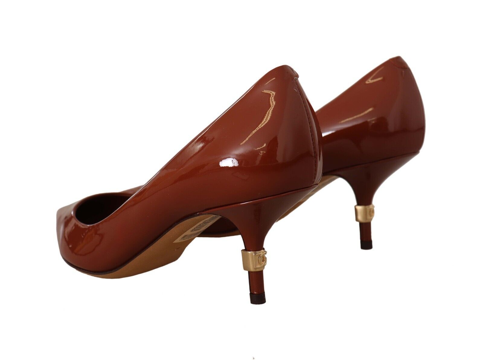 Dolce & Gabbana Brown Kitten Heels Pumps Patent Leather Shoes Dolce & Gabbana