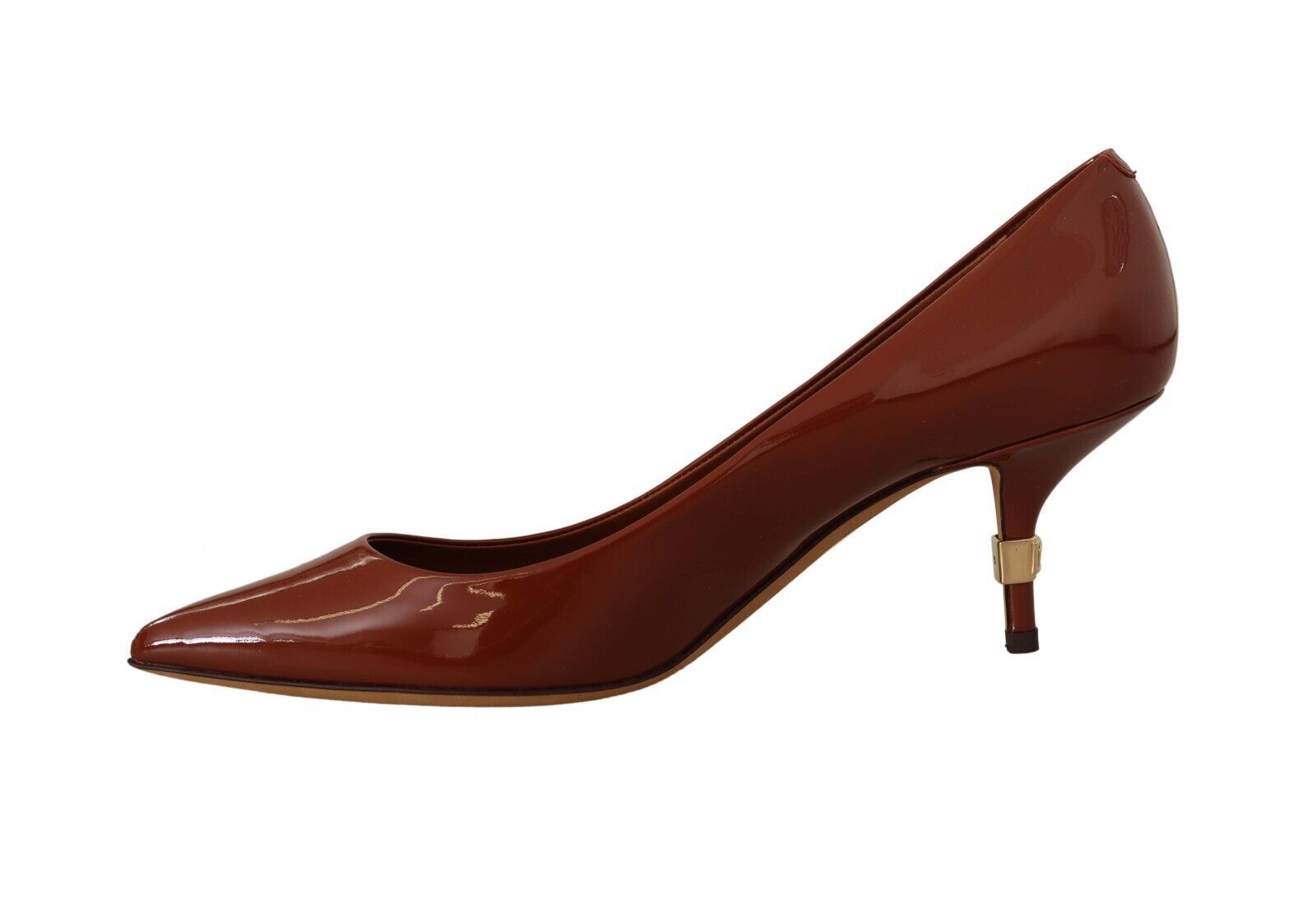Dolce & Gabbana Brown Kitten Heels Pumps Patent Leather Shoes Dolce & Gabbana