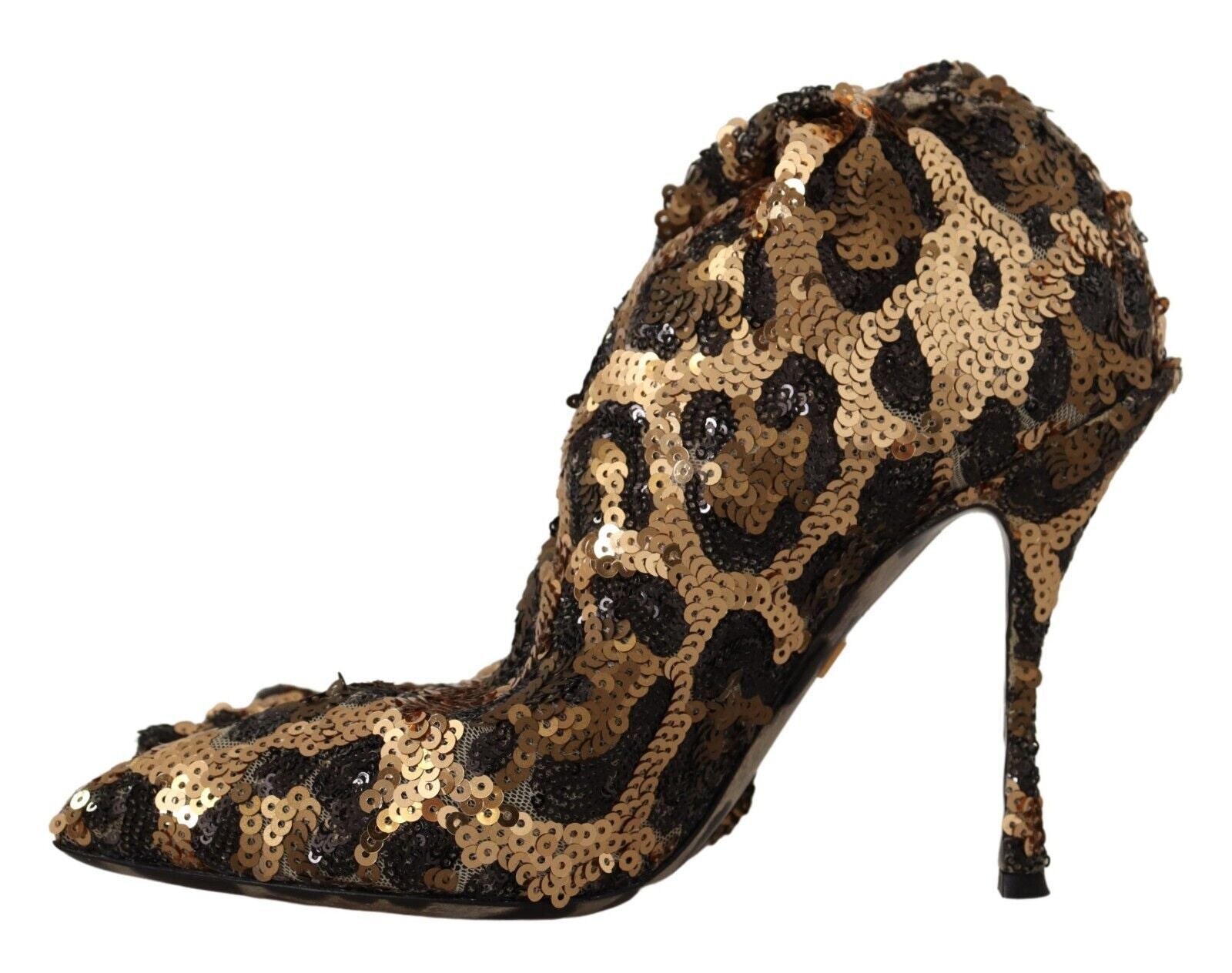 Dolce & Gabbana Gold Leopard Sequins Heels Boots Shoes Dolce & Gabbana