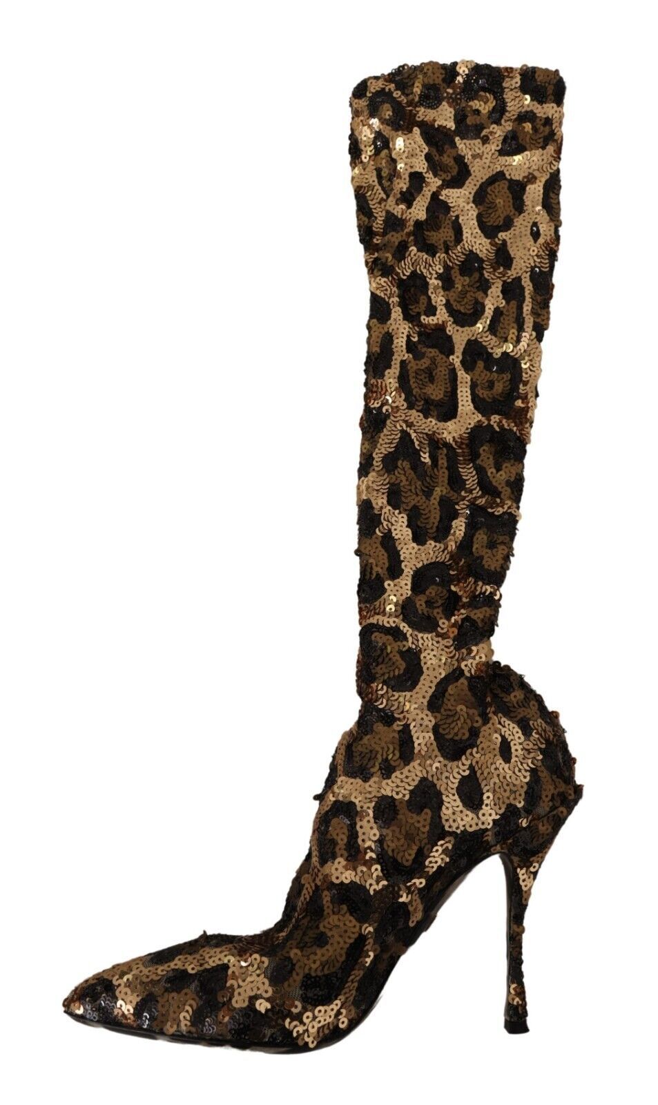 Dolce & Gabbana Gold Leopard Sequins Heels Boots Shoes Dolce & Gabbana