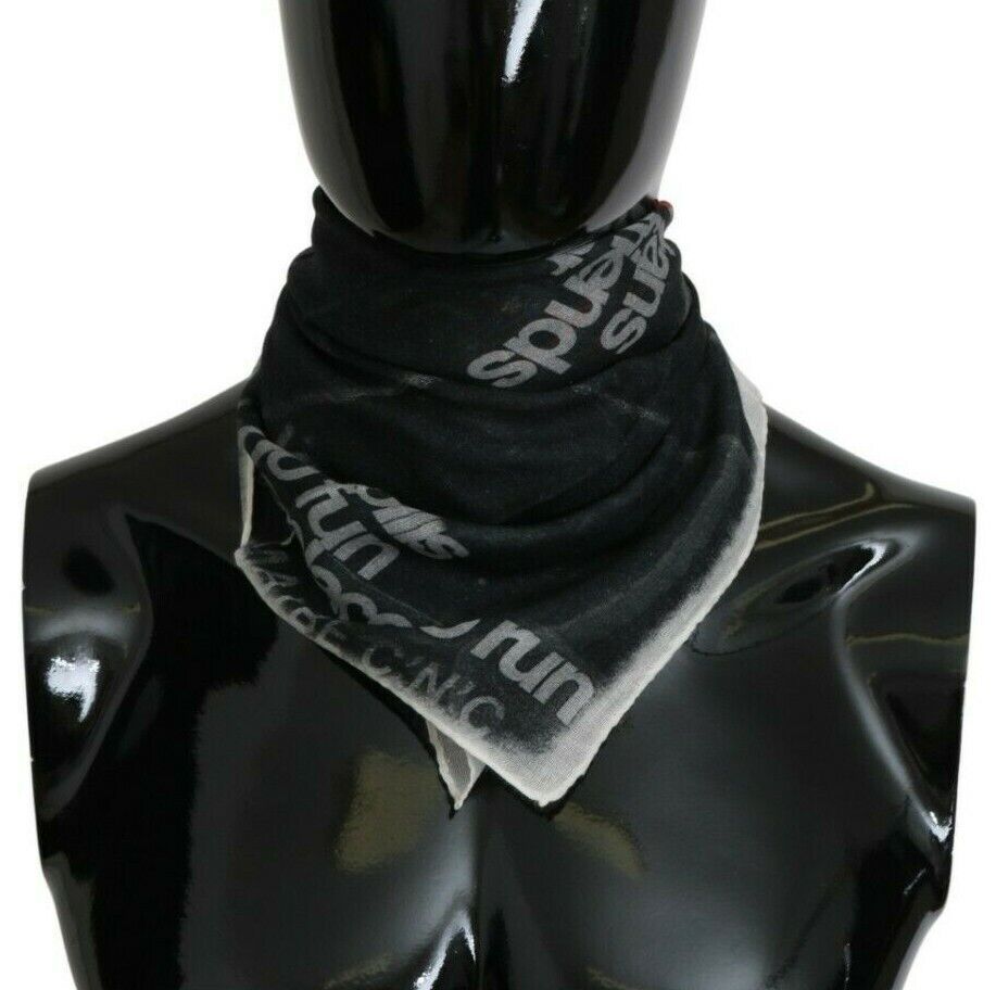 Costume National Dark Gray Wool Foulard Branded Scarf Costume National