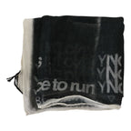 Costume National Dark Gray Wool Foulard Branded Scarf