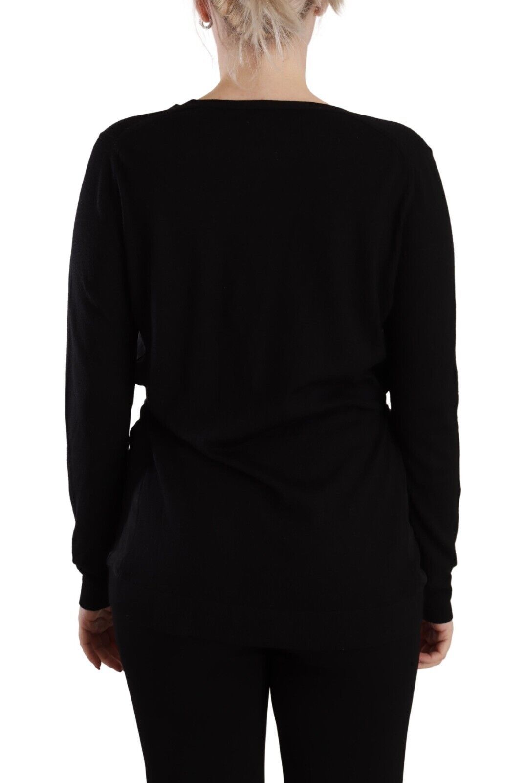 Dolce & Gabbana Black Wool V-neck Long Sleeves Pullover Top Dolce & Gabbana