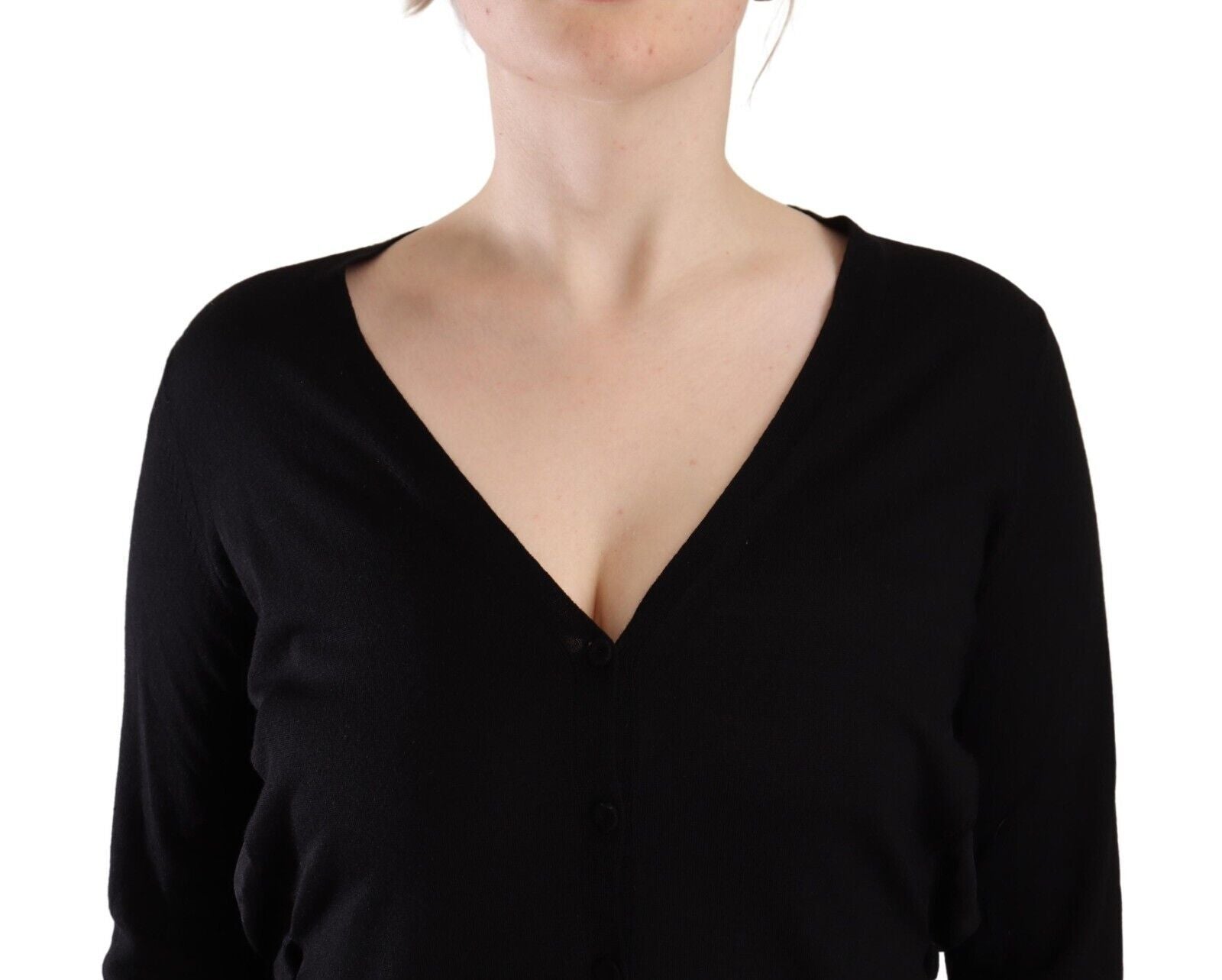 Dolce & Gabbana Black Wool V-neck Long Sleeves Pullover Top Dolce & Gabbana