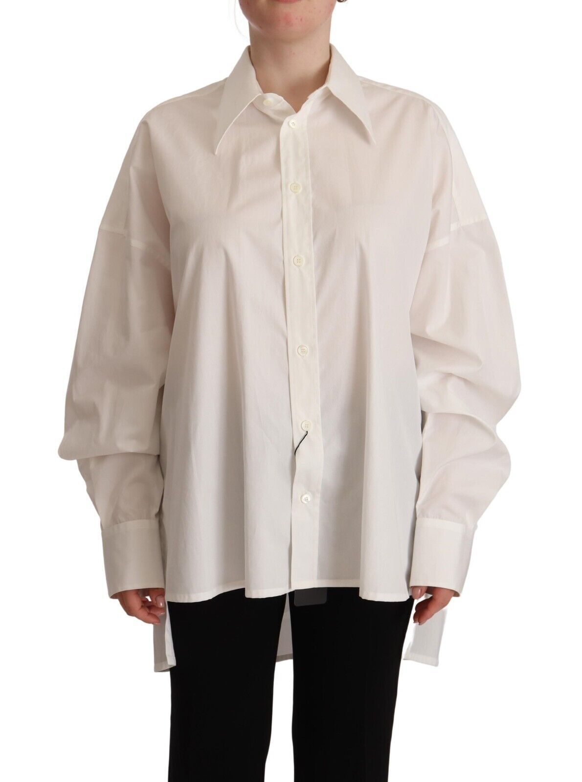 Dolce & Gabbana White Cotton Button Up Collared Long Sleeve Top Dolce & Gabbana