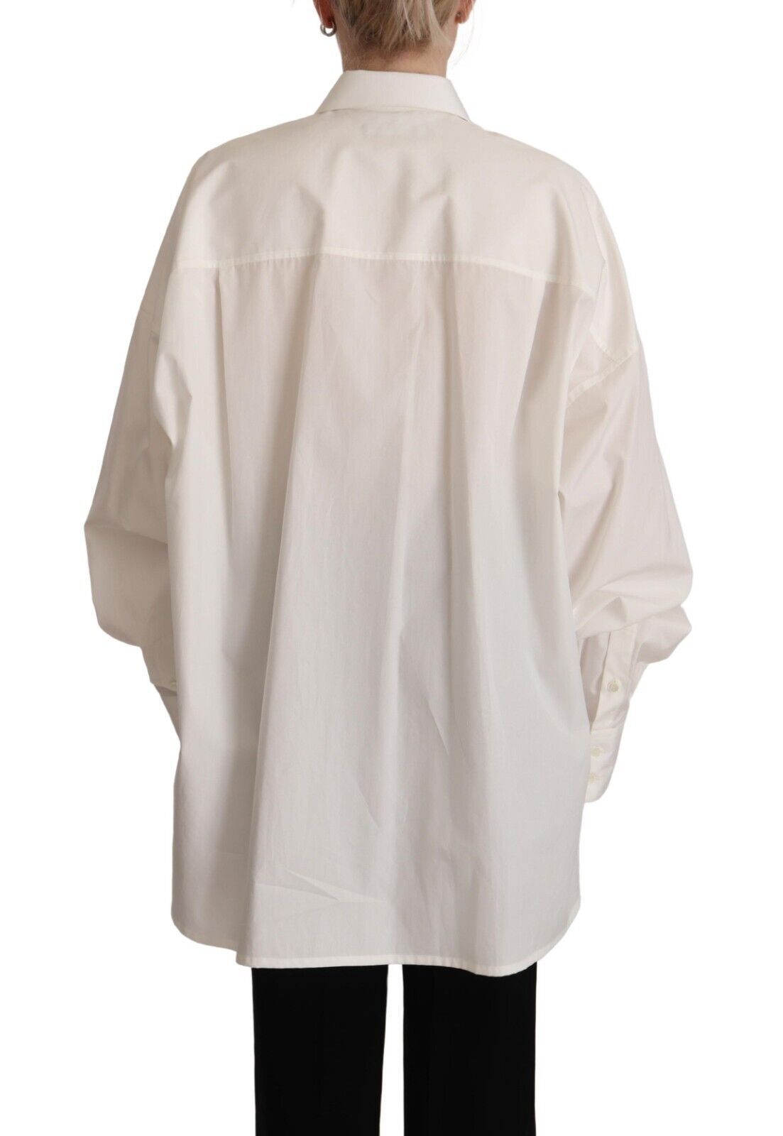 Dolce & Gabbana White Cotton Button Up Collared Long Sleeve Top Dolce & Gabbana