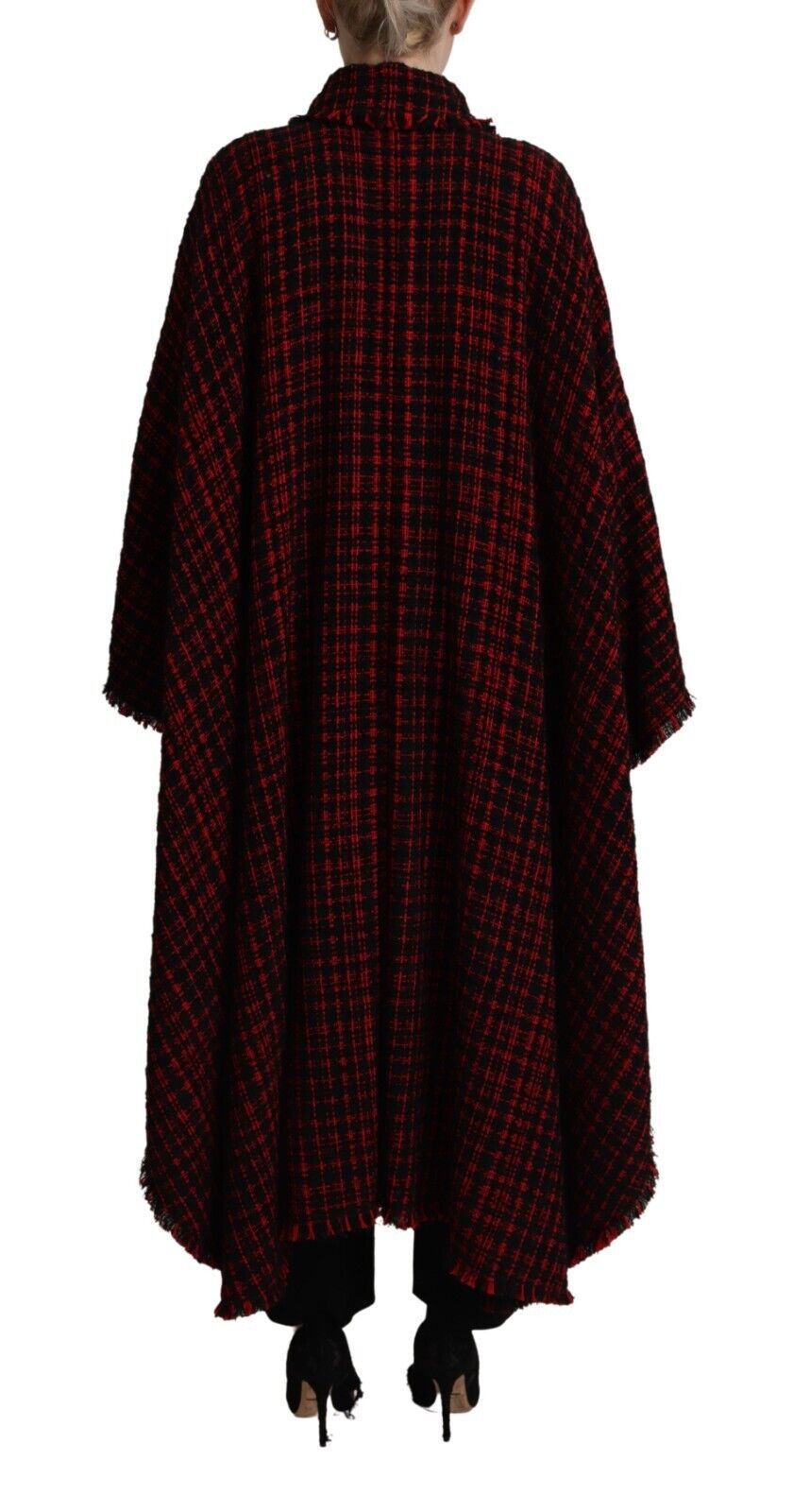 Dolce & Gabbana Black Red Cotton Checkered Over Coat Jacket Dolce & Gabbana