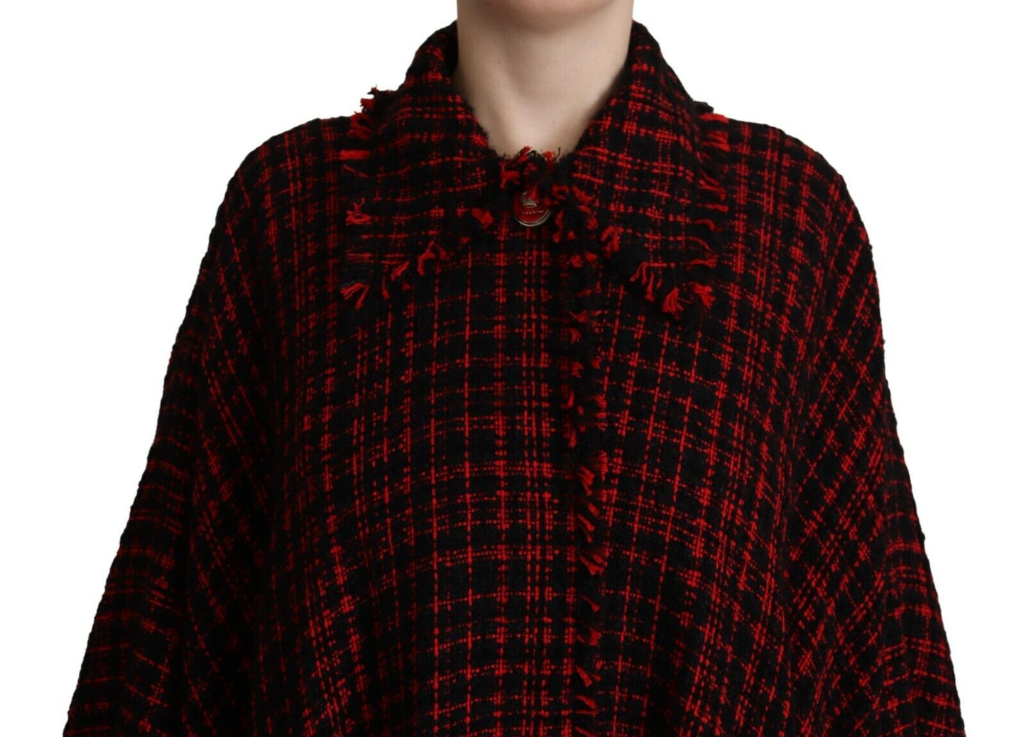 Dolce & Gabbana Black Red Cotton Checkered Over Coat Jacket Dolce & Gabbana