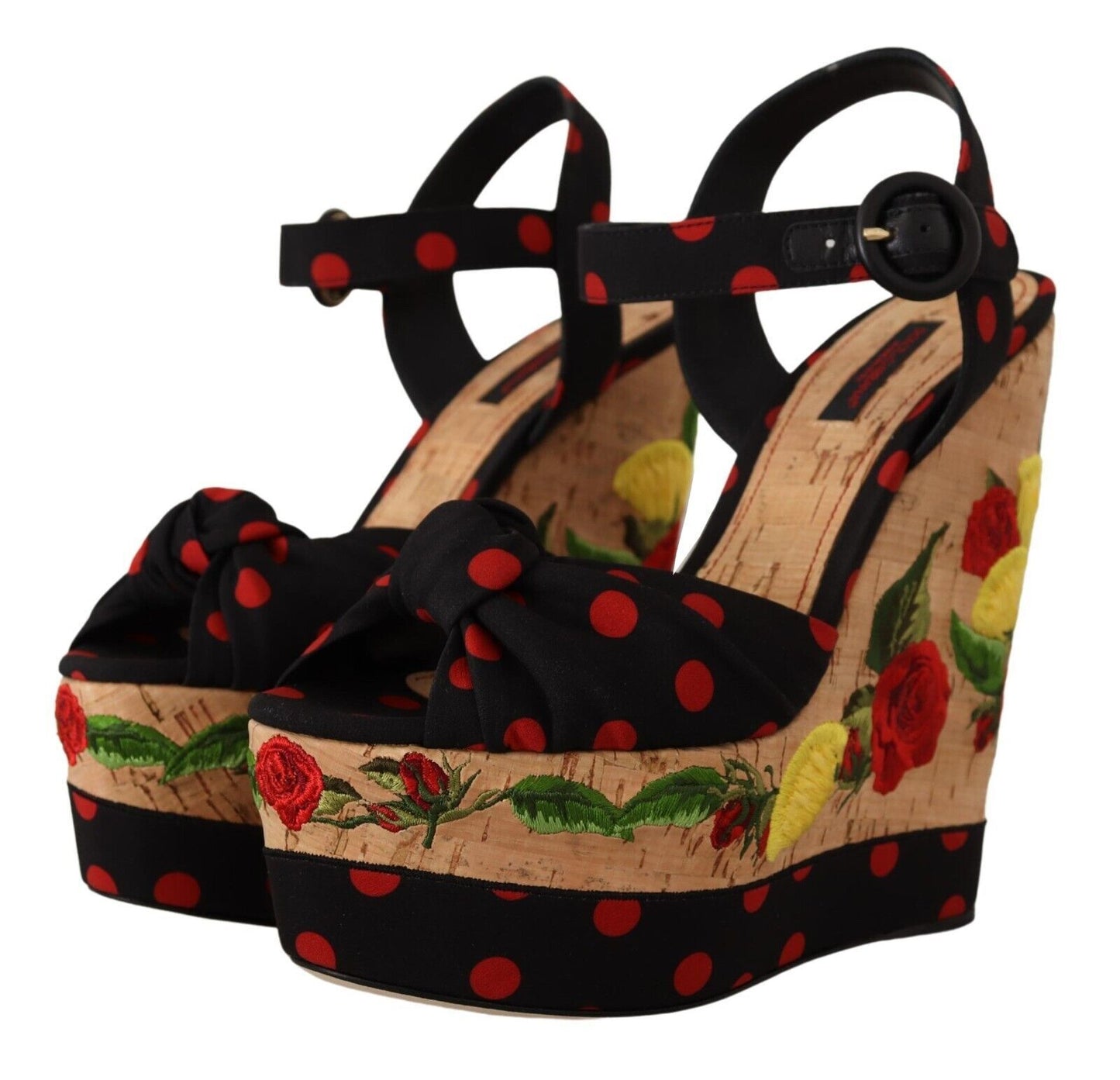 Dolce & Gabbana Multicolor Platform Wedges Sandals Charmeuse Shoes Dolce & Gabbana