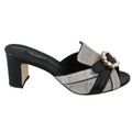 Dolce & Gabbana Black Gray Exotic Leather Crystals Sandals Shoes
