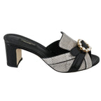 Dolce & Gabbana Black Gray Exotic Leather Crystals Sandals Shoes