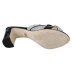 Dolce & Gabbana Black Gray Exotic Leather Crystals Sandals Shoes