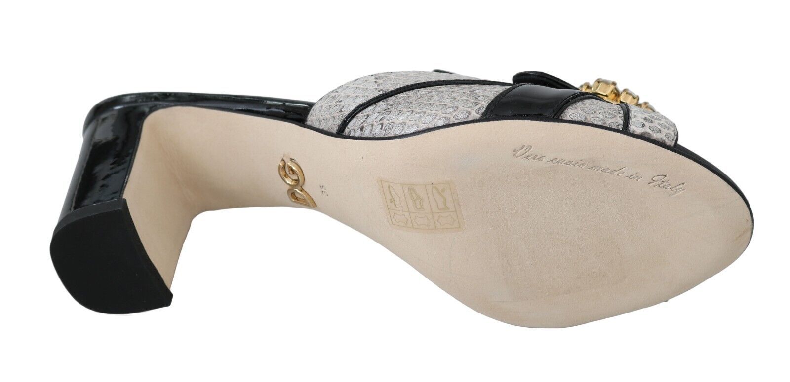 Dolce & Gabbana Black Gray Exotic Leather Crystals Sandals Shoes Dolce & Gabbana