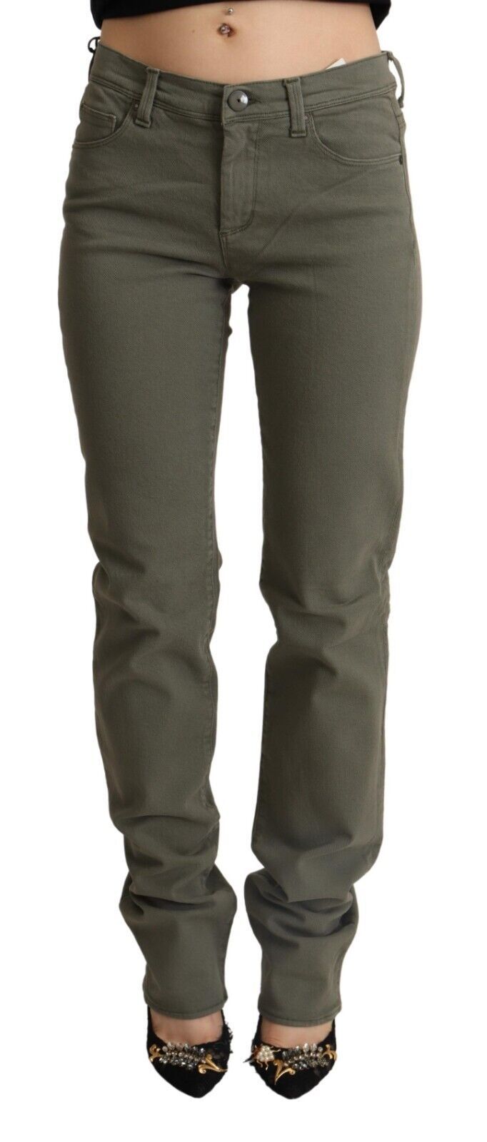 Ermanno Scervino Gray Low Waist Cotton Skinny Denim Trouser Jeans Ermanno Scervino