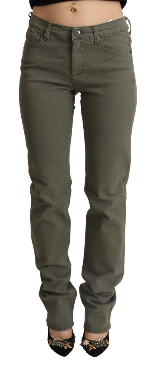 Ermanno Scervino Gray Low Waist Cotton Skinny Denim Trouser Jeans Ermanno Scervino