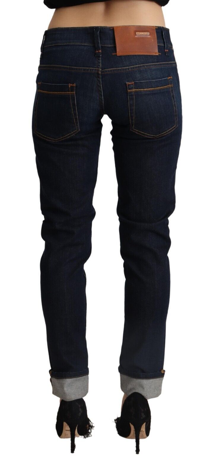 Acht Blue Cotton Low Waist Slim Fit Denim Women Trouser Jeans Acht