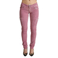 Acht Pink Cotton Low Waist Skinny Denim Cargo Jeans