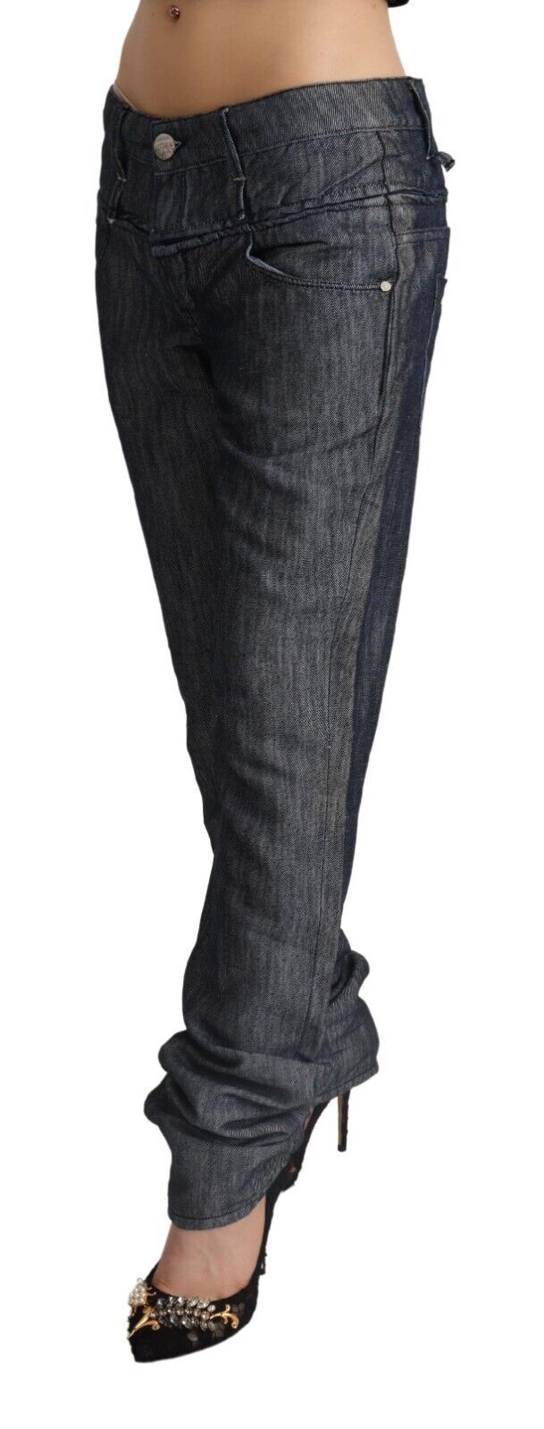 Acht Dark Gray Ramie Mid Wide Waist Straight Denim Jeans Acht