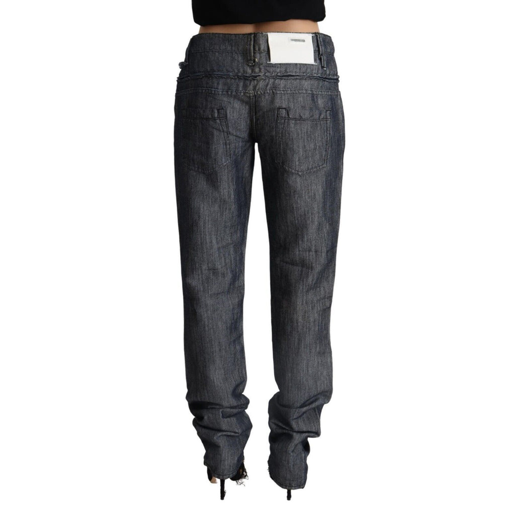 Acht Dark Gray Ramie Mid Wide Waist Straight Denim Jeans