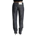 Acht Dark Gray Ramie Mid Wide Waist Straight Denim Jeans