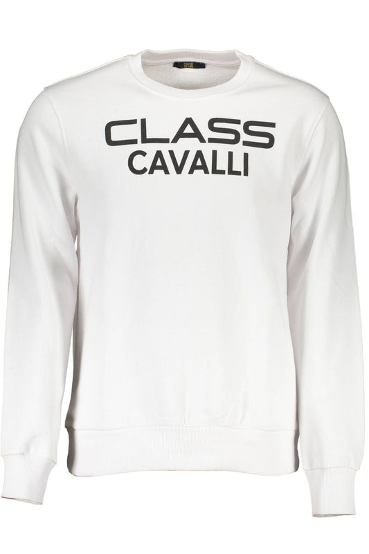 Cavalli Class White Cotton Men Sweater Cavalli Class