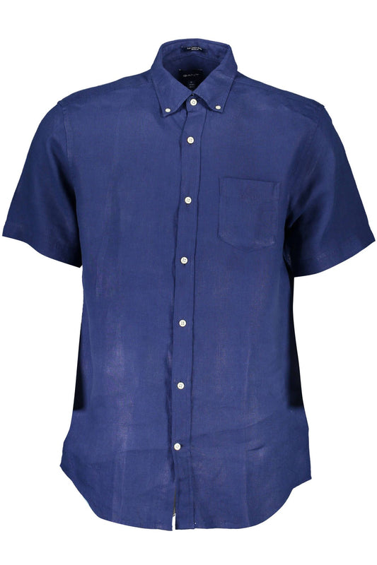 Gant Elegant Blue Linen Button-Down Shirt Gant