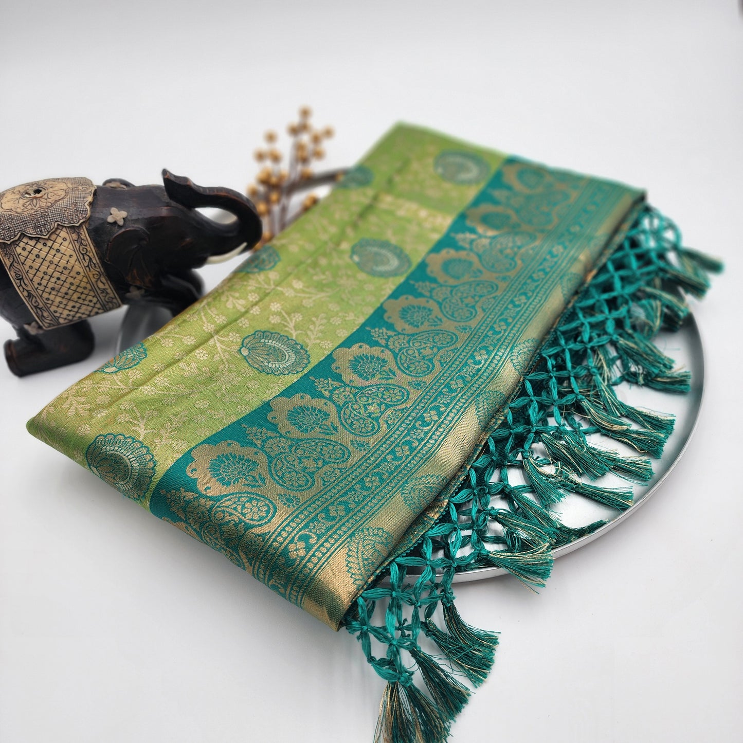 Sawari  Pattu Silk Designer Wedding Wear Saree Apple Green