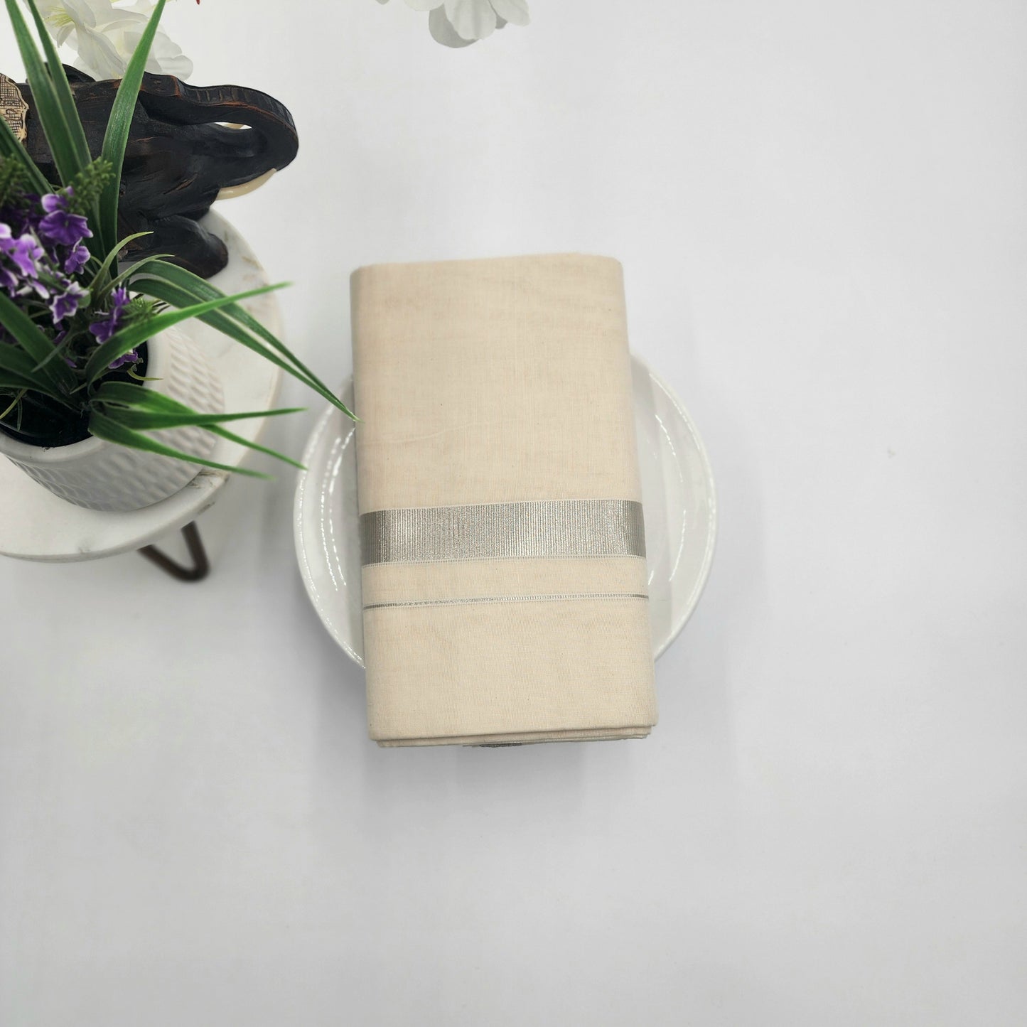 Dhoti with Silver lining