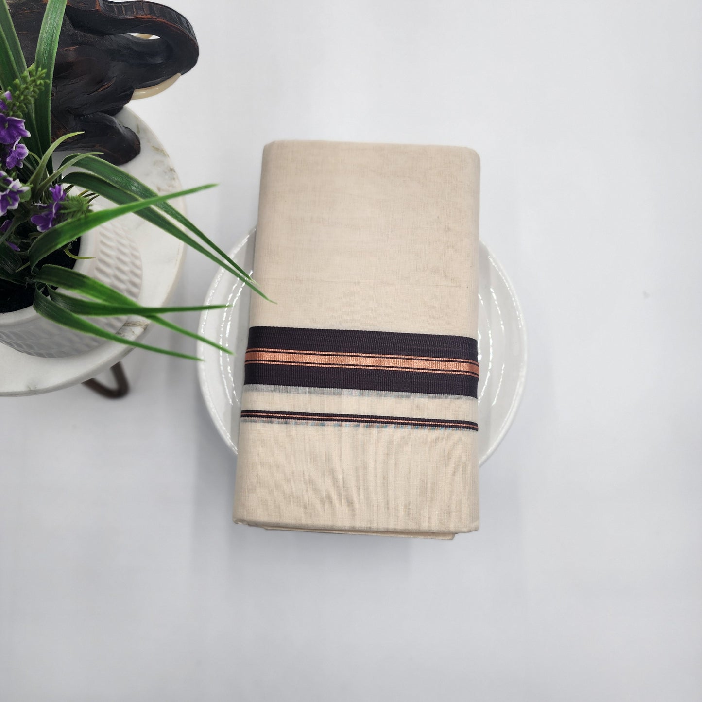 Dhoti Dark Brown Copper Lining