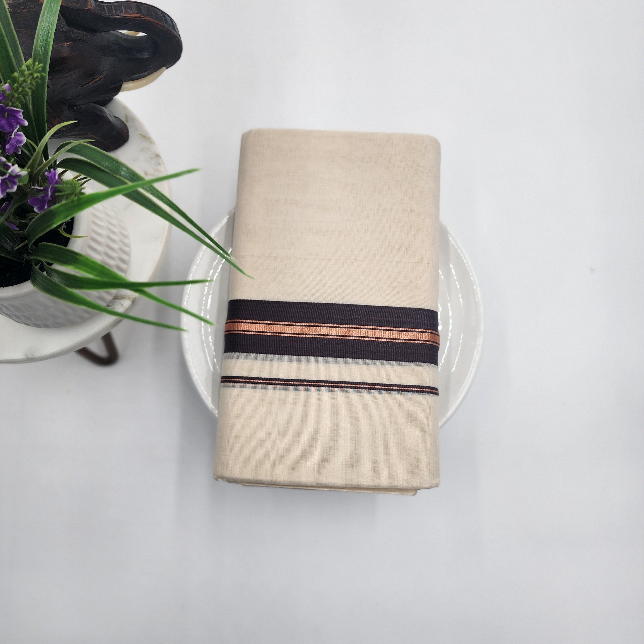 Dhoti Dark Brown Copper Lining Eljoys Fashion