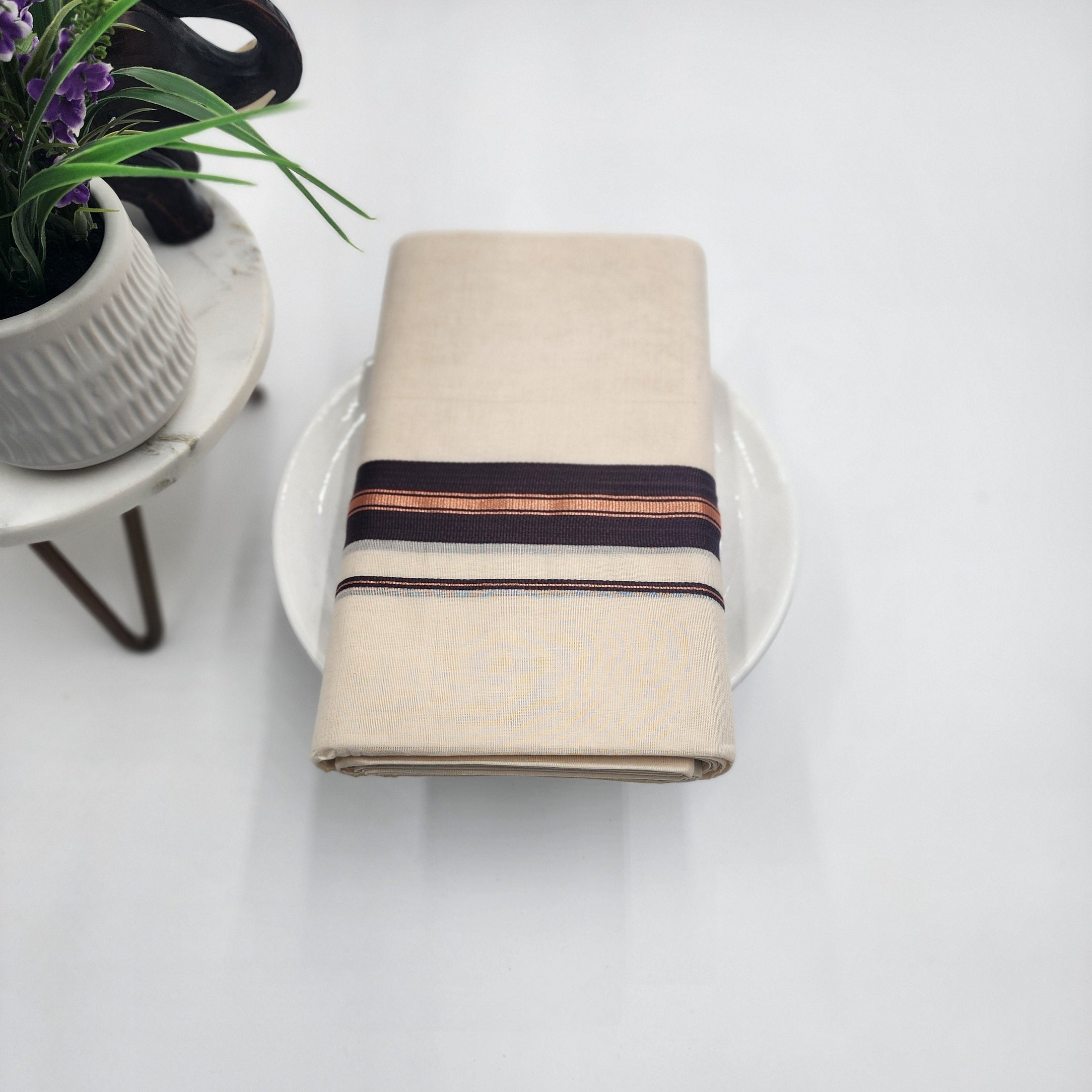Dhoti Dark Brown Copper Lining Eljoys Fashion