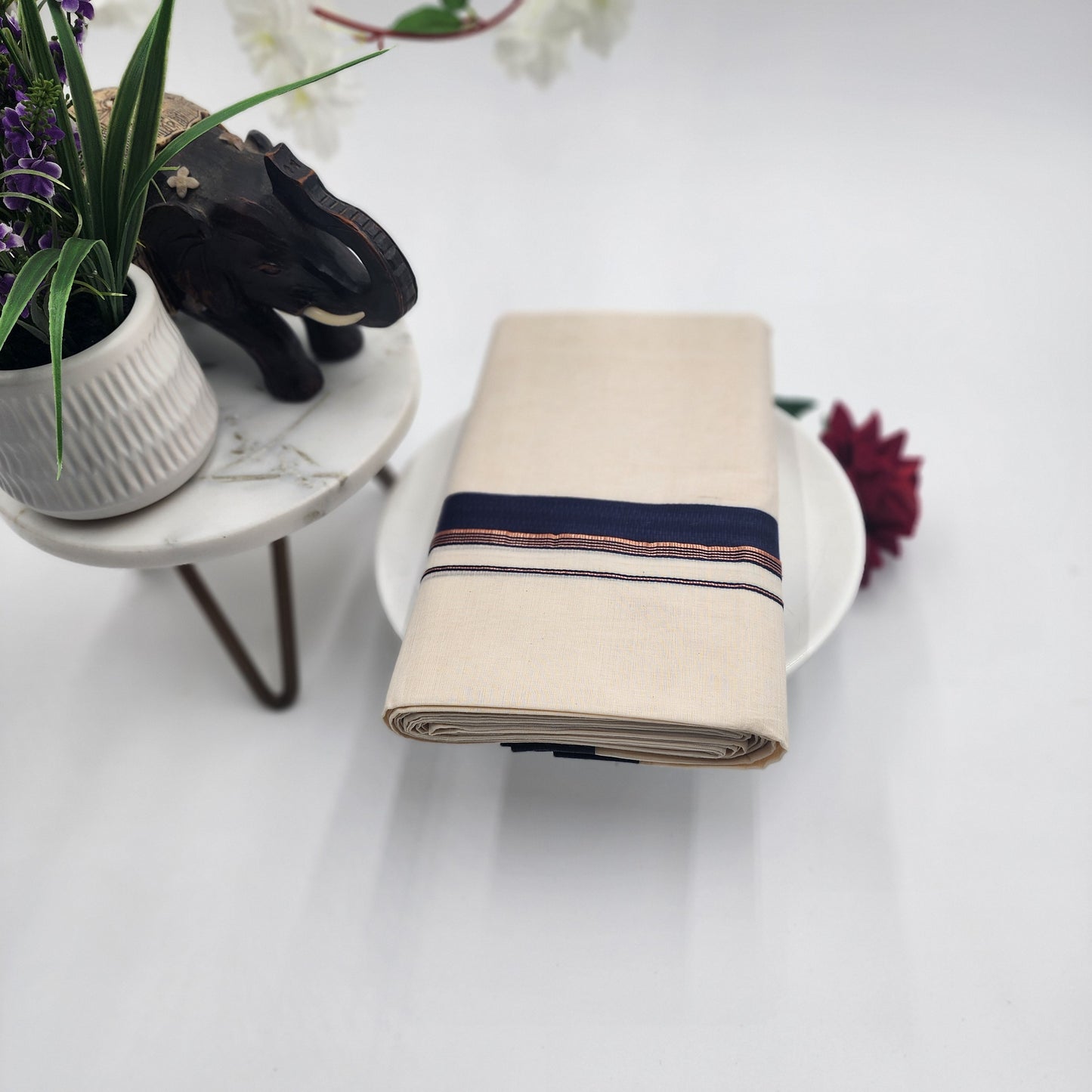 Dhoti Violet and copper border