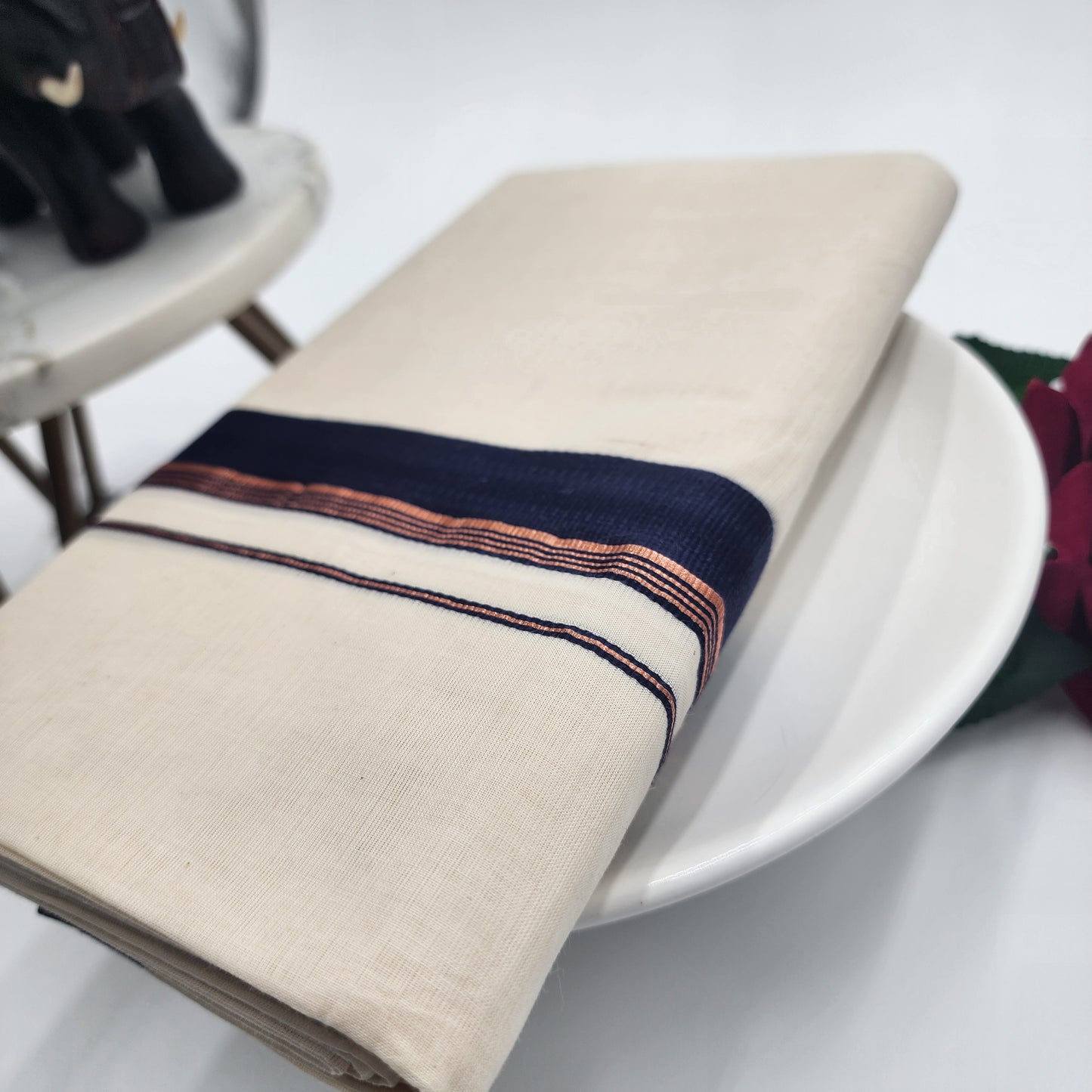 Dhoti Violet and copper border