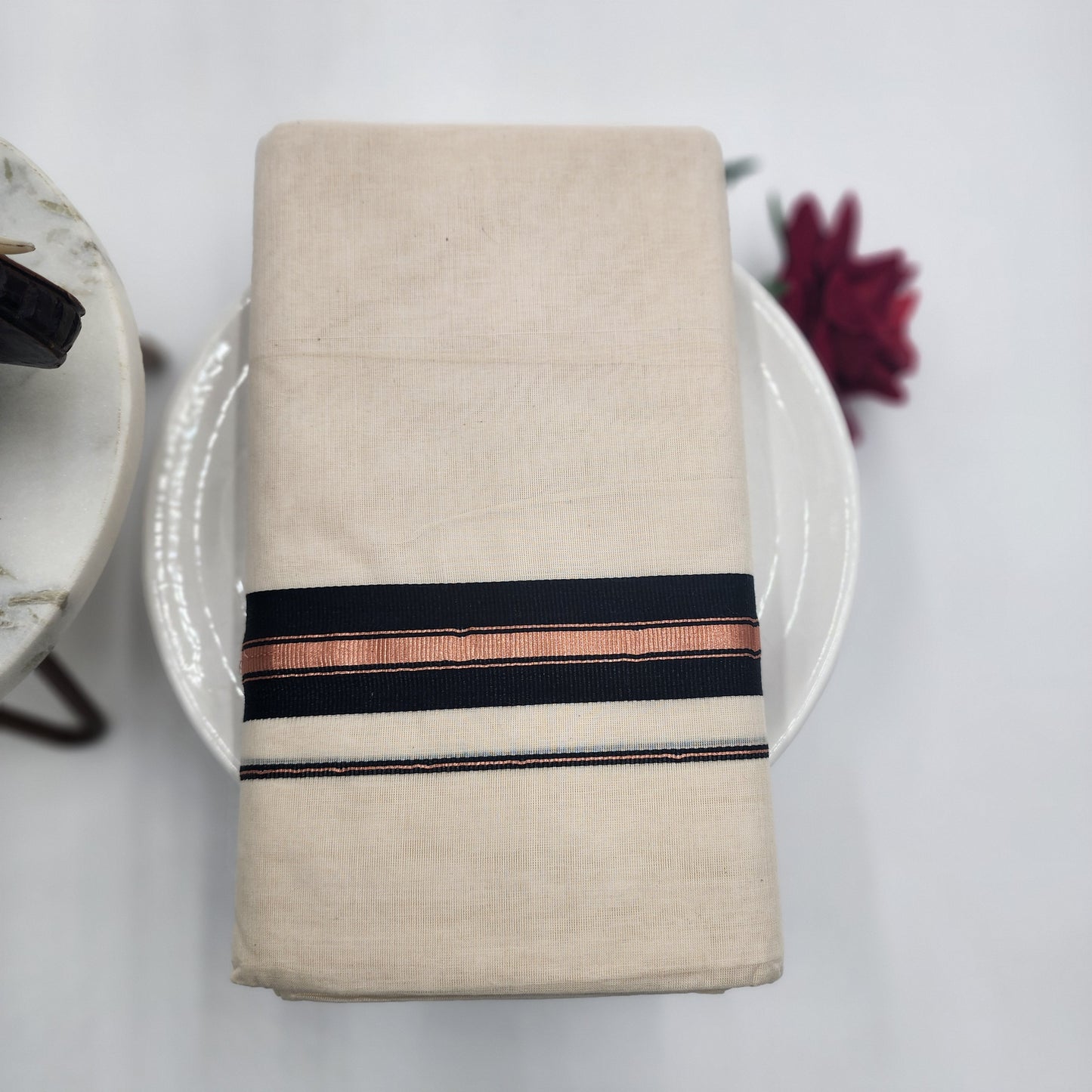 Dhoti Black and copper Border