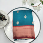 Paithani Soft Peshwai Designer Wedding Saree Greenish blue and Red Combo Eljoys Fashion