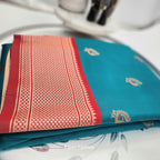 Paithani Soft Peshwai Designer Wedding Saree Greenish blue and Red Combo Eljoys Fashion