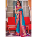 Paithani Soft Peshwai Designer Wedding Saree Greenish blue and Red Combo Eljoys Fashion