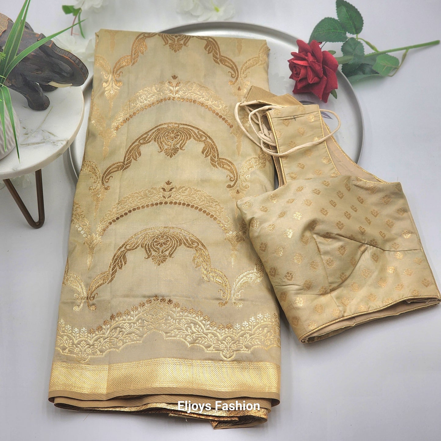 Banarasi Silk Festival Wear Saree - Beige