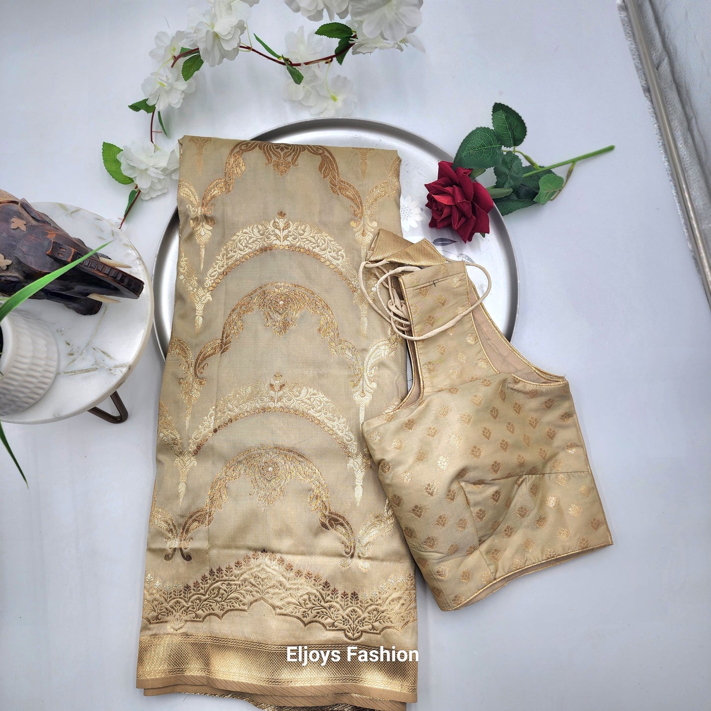 Banarasi Silk Festival Wear Saree - Beige