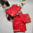 Banarasi Silk-Festival Wear Saree - Pinkish Red with Blouse and Skirt 1136 Eljoys Fashion
