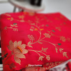 Banarasi Silk-Festival Wear Saree - Pinkish Red with Blouse and Skirt 1136 Eljoys Fashion
