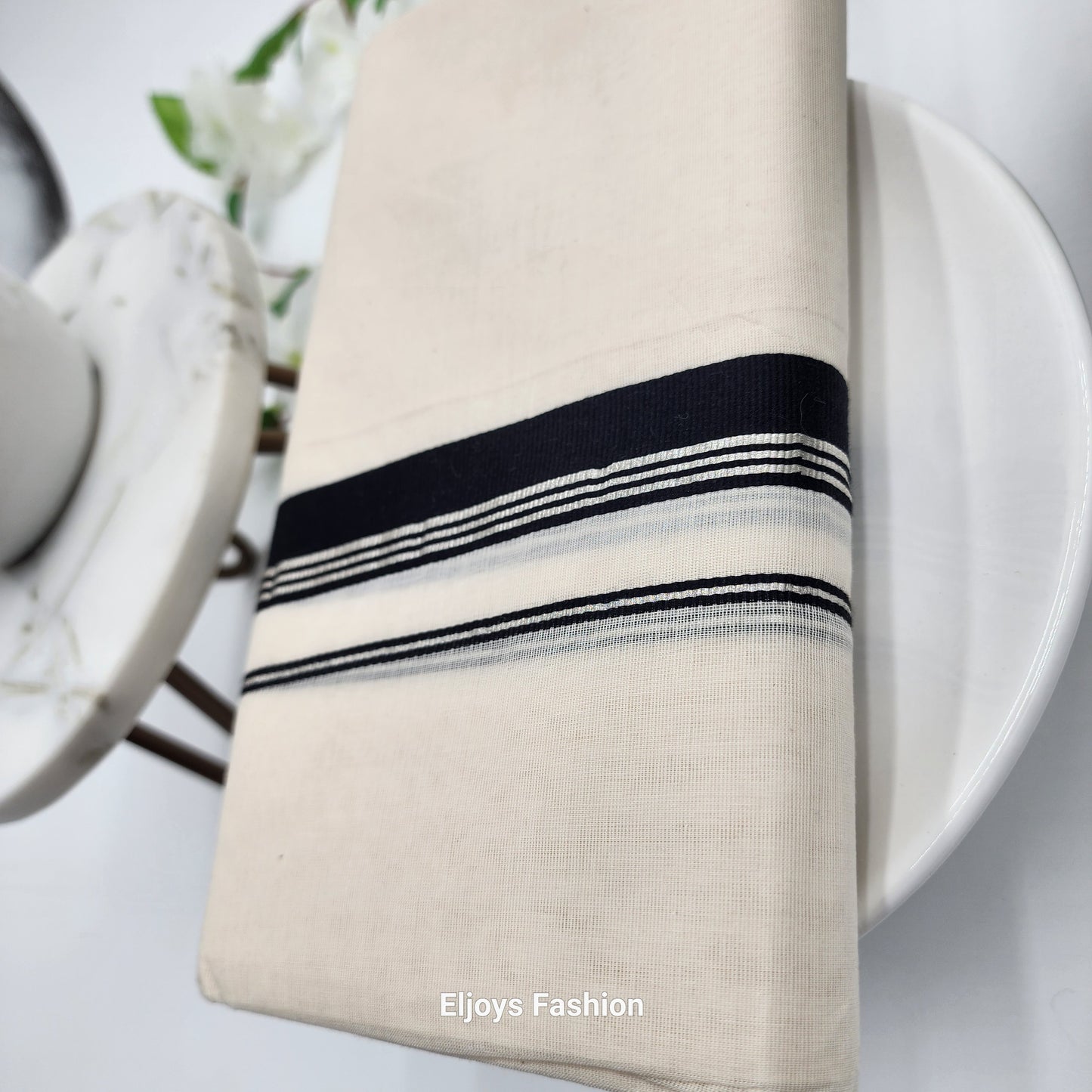 Dhoti with silver and black lining