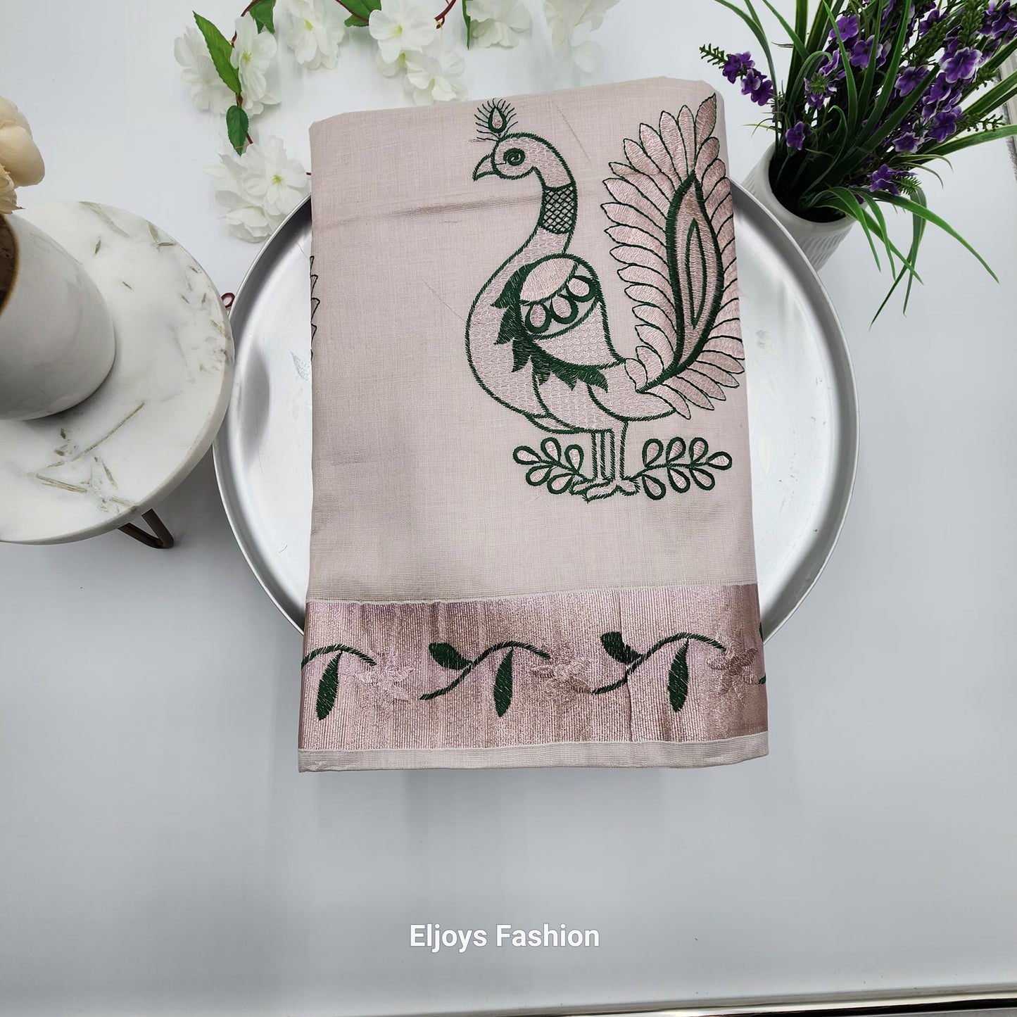 Tissue Silk traditional saree - light rose
