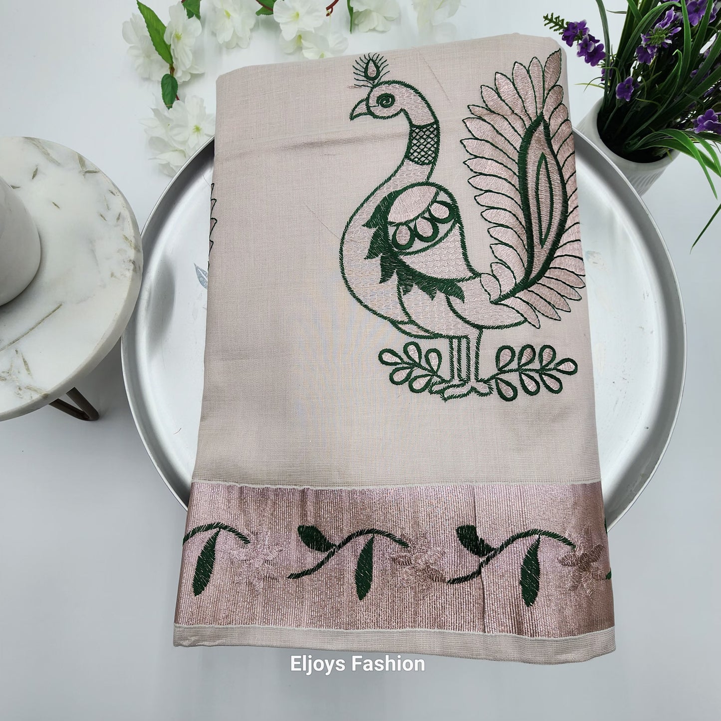 Tissue Silk traditional saree - light rose