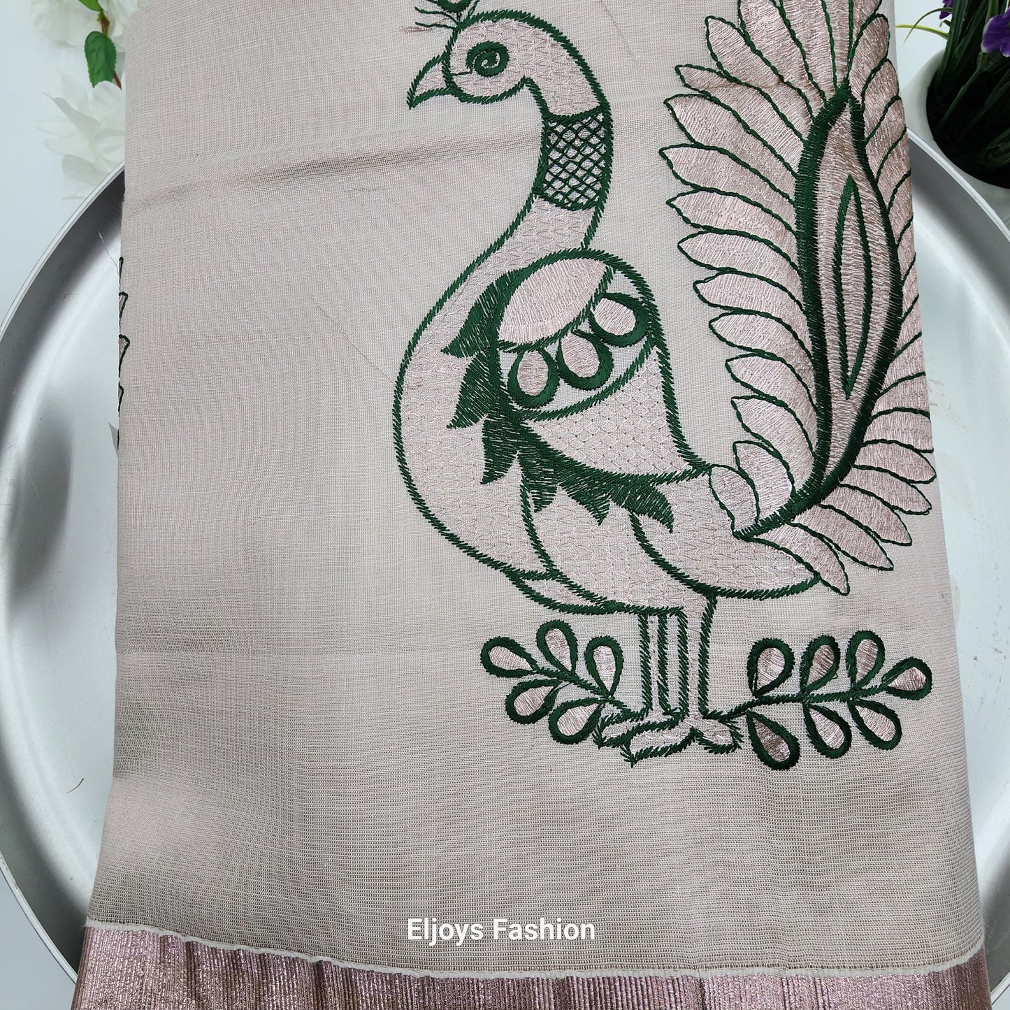 Tissue Silk traditional saree - light rose